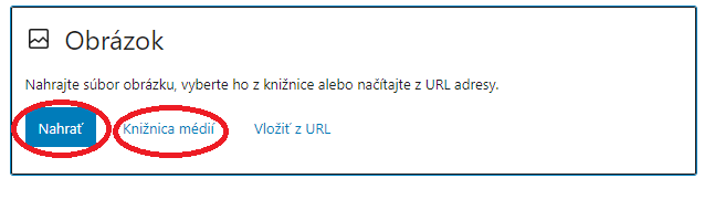 Pridávanie obrázkov do stránky cez Gutenberg blok obrázok - výber obrázka